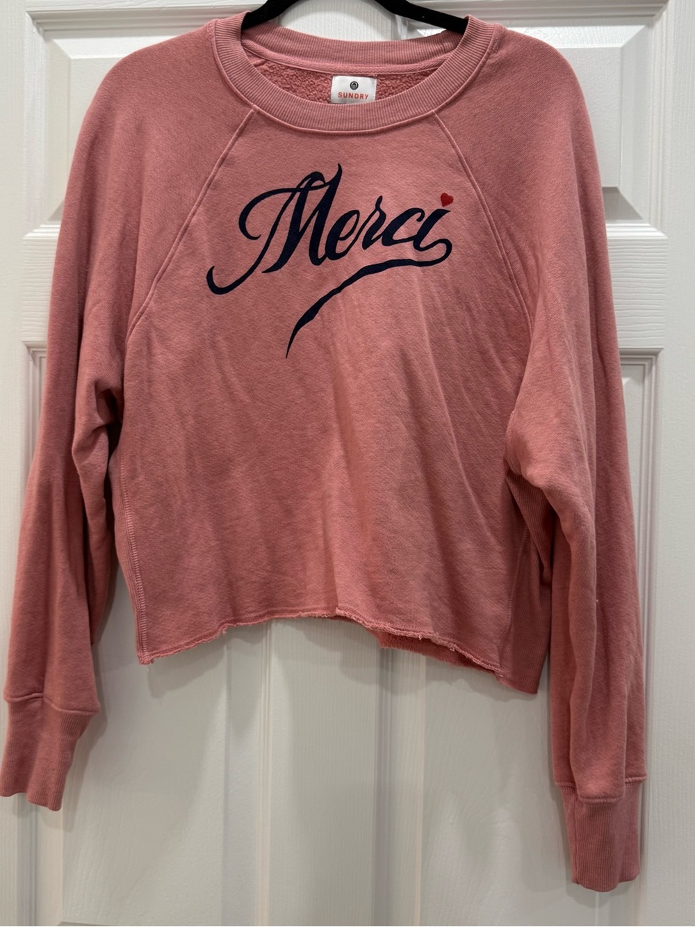 Sundry Dusty Rose 'Merci' Cropped Sweatshirt